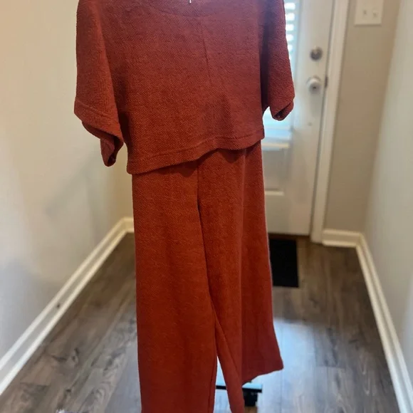 FREE PEOPLE Changing Tides Cotton Crop Top & Pants - Rust - NWT- XS - Picture 4 of 16